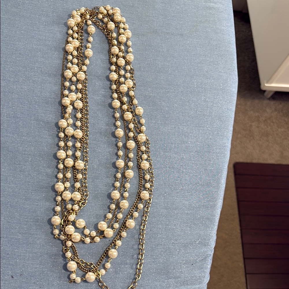 Gold and Cream Pearl Necklace